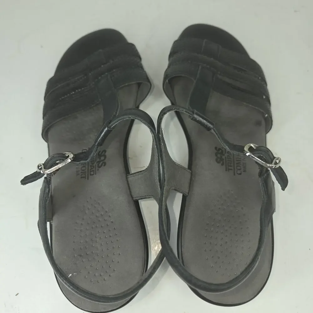 SAS Sandals Womens 6 Black Strappy Lagenlook Cottagecore Comfort Made In USA